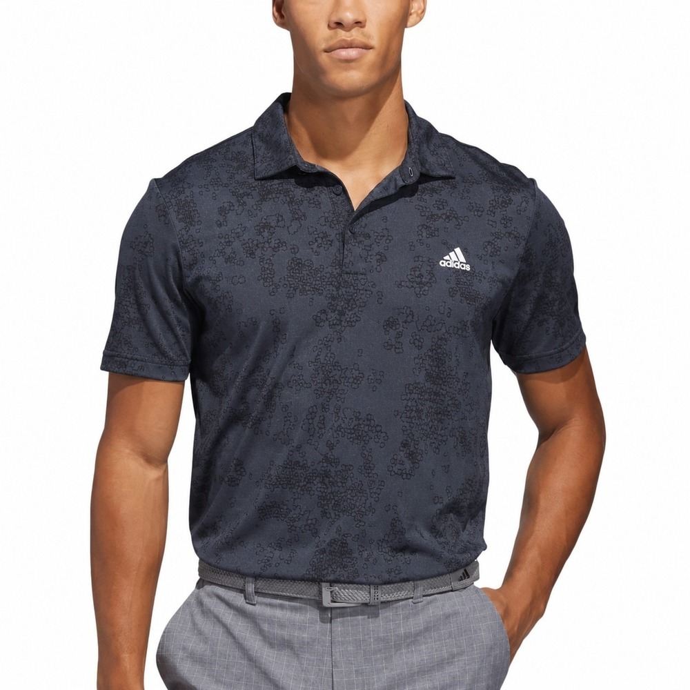 Adidas Embroidered CAESARS Golf Jacquard Mens XL ? Navy Polo Shirt - HF6617